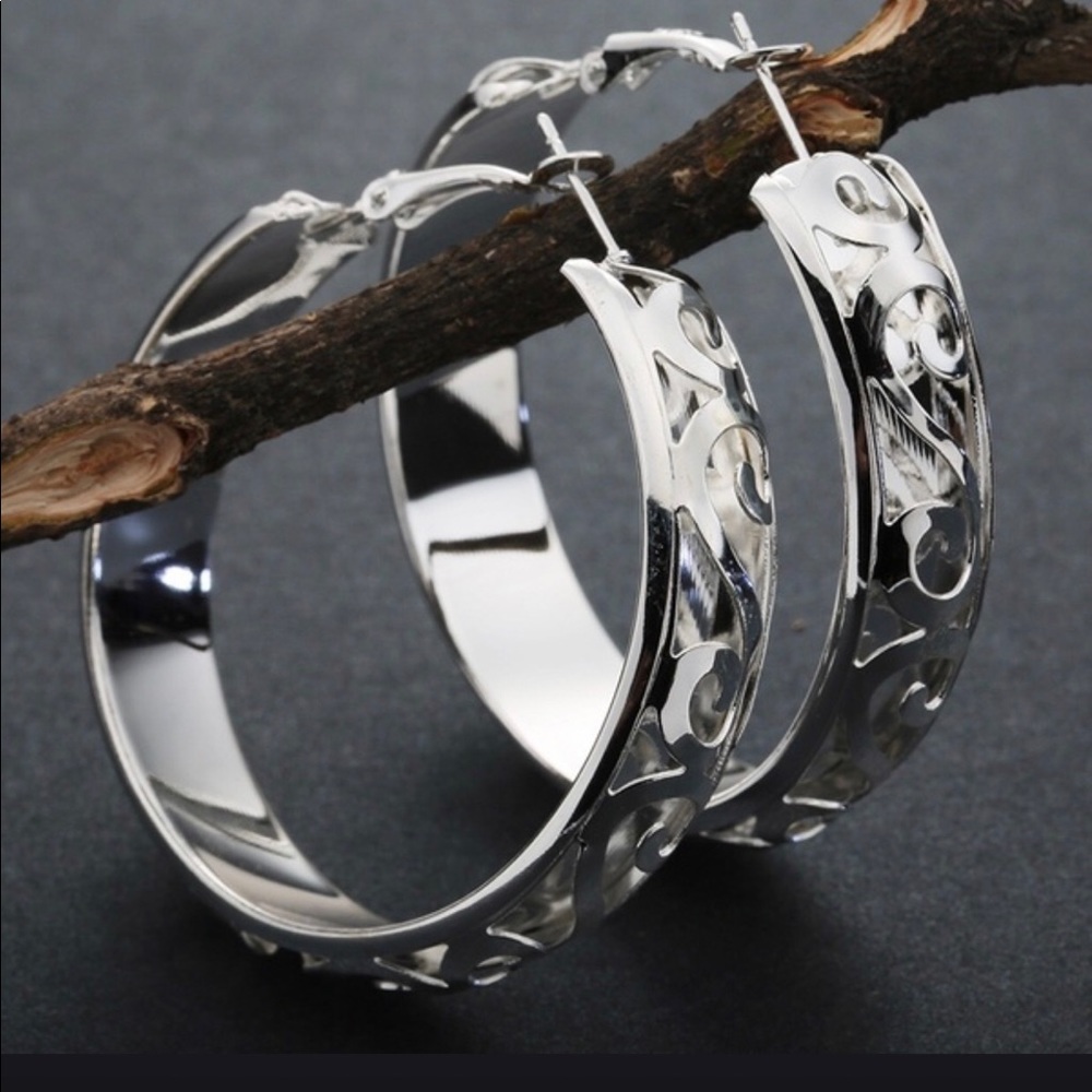 NewFashion 925 Sterling Silver HoopDangle Earrings